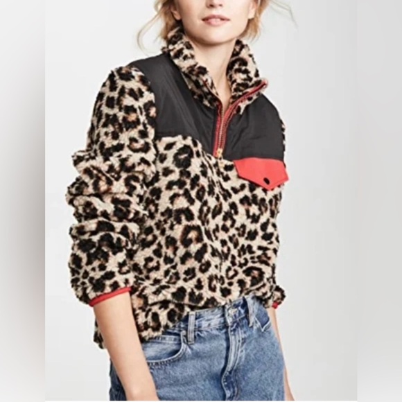 VERONICA BEARD Jeans Women’s Kylan Animal Print Sherpa Pullover Leopard Medium - Picture 3 of 16